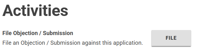 Screenshot: File Objection/Submission against this application