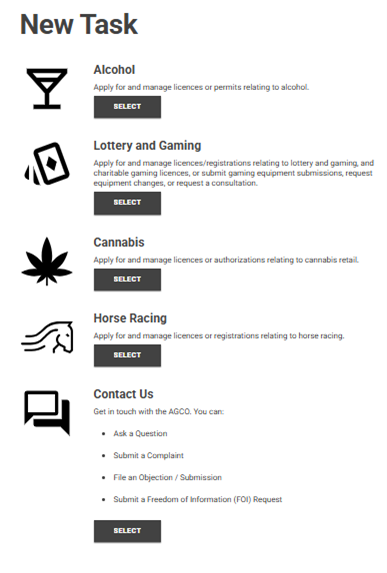 A screenshot of the New Task page