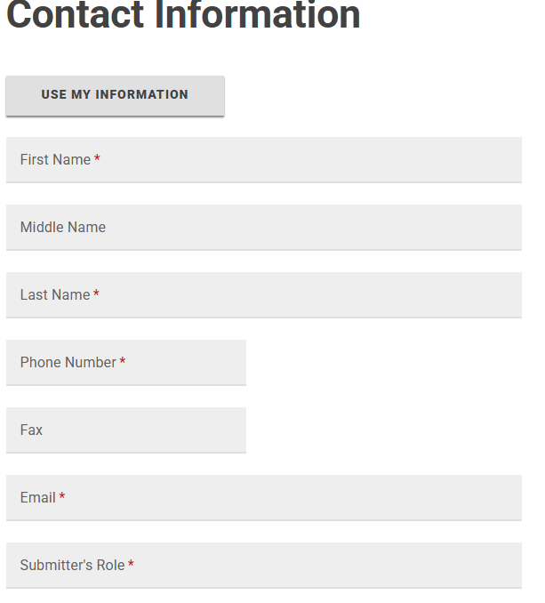 A screenshot of the Contact Information