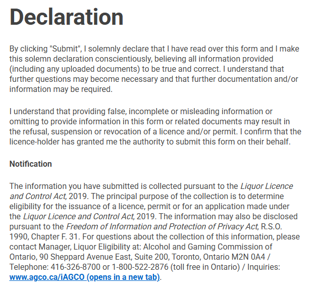 A screenshot of the Declaration
