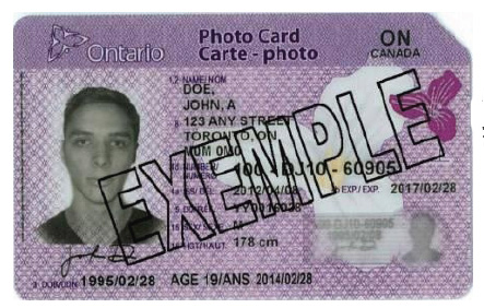 Front face of photo card with an age banner