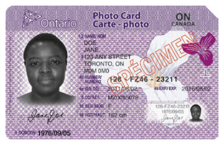 Front face of photo card