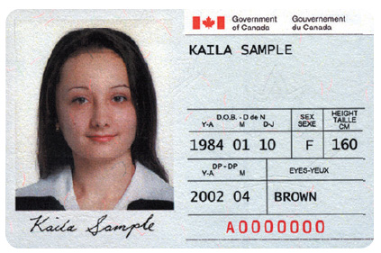 Front face of Canadian Citizenship Card with a photograph